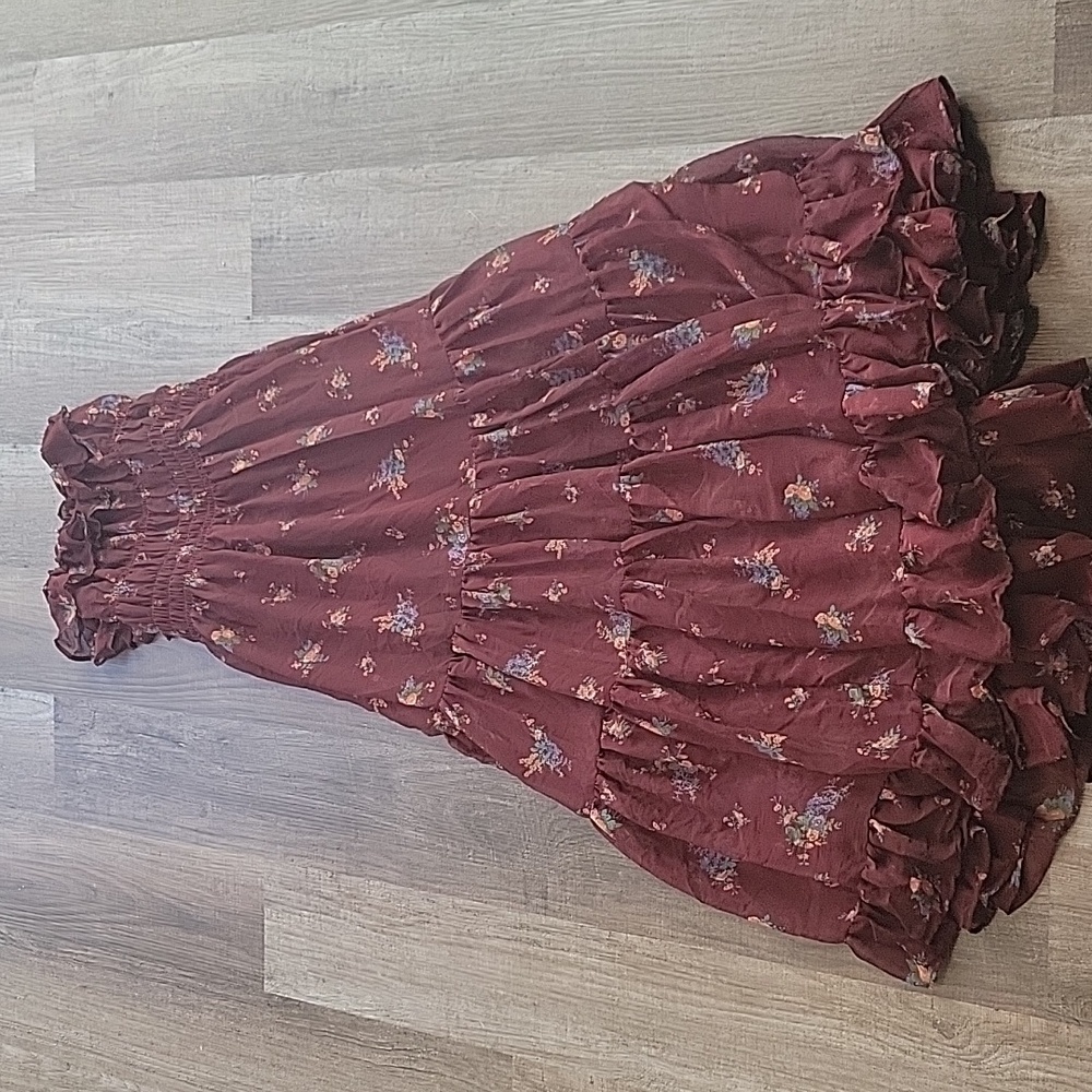 Free People Floral Burgundy Maxi Dress